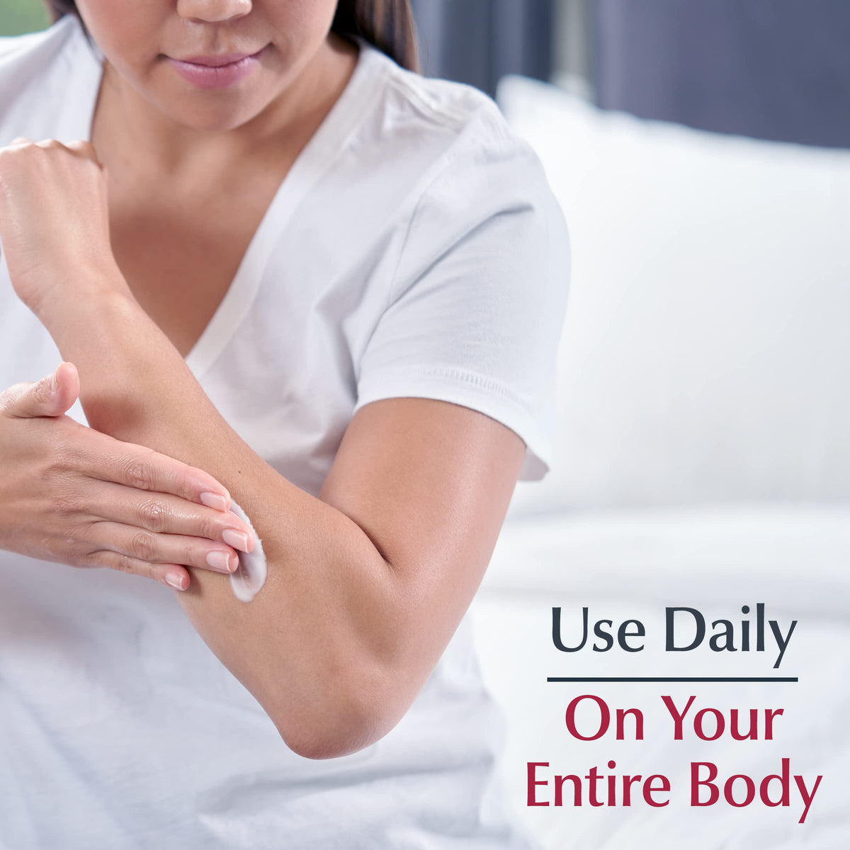 Application of Eucerin Advanced Repair cream on dry skin