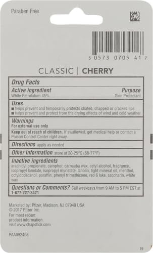 Three tubes of ChapStick Classic Cherry flavor skin protectant balm