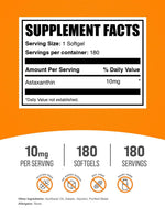 BulkSupplements Astaxanthin dietary supplement packaging highlighting the twelve milligram microalgae source