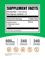 BulkSupplements Alfalfa green superfood supplement bottle label