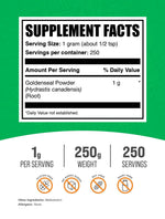 Pure goldenseal root powder herbal supplement texture and consistency close up