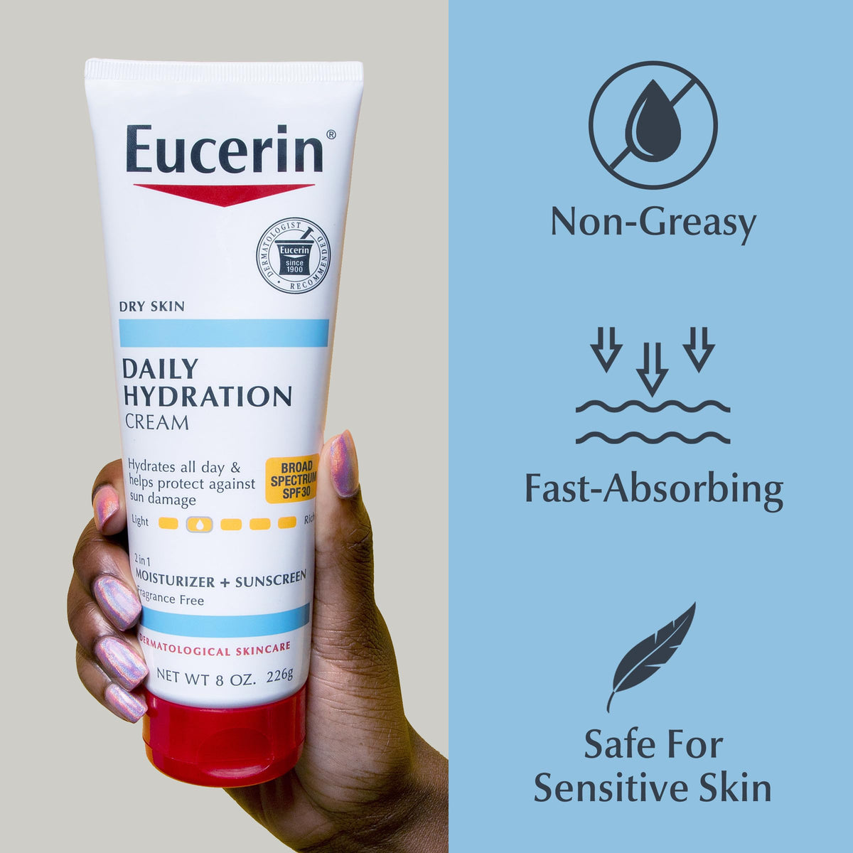 Eucerin Daily Hydration broad spectrum sunscreen 8 Ounce container base
