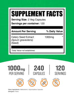 BulkSupplements Celery Seed Extract label details