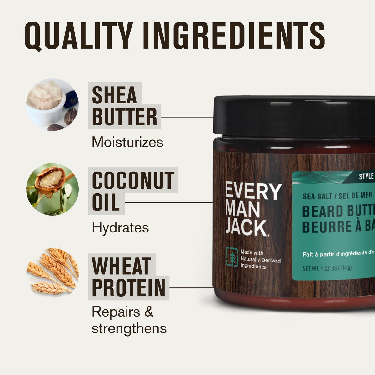 Premium plant-based mustache and beard styling cream for dry hair