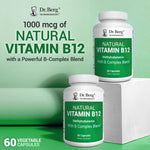 Authentic imported Dr. Berg natural vitamin B12 sixty capsule bottle showing clear brand seals.