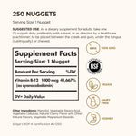Solgar Vitamin B12 supplement nutritional facts label and clean ingredients breakdown