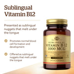 Solgar B12 sublingual cherry flavored nuggets close up showing tablet size
