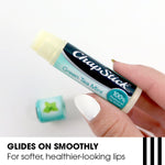 Satin finish clear application texture of ChapStick natural lip moisturizer
