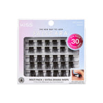 Close up of 18mm to 20mm ultra glam volume DIY lash extension wisps in packaging tray