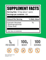 BulkSupplements pure vegan quercetin dihydrate powder unflavored health supplement packaging clear details