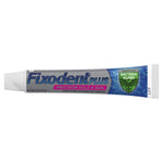 Back label of Fixodent Plus Breath Bacteria Guard packaging with instructions