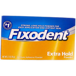 Premium USA sourced oral care adhesive powder container showing secure hold cap design.