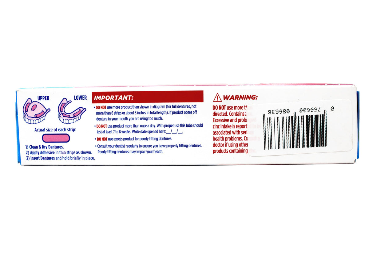 Fixodent multipack packaging illustrating the strong all day hold benefit