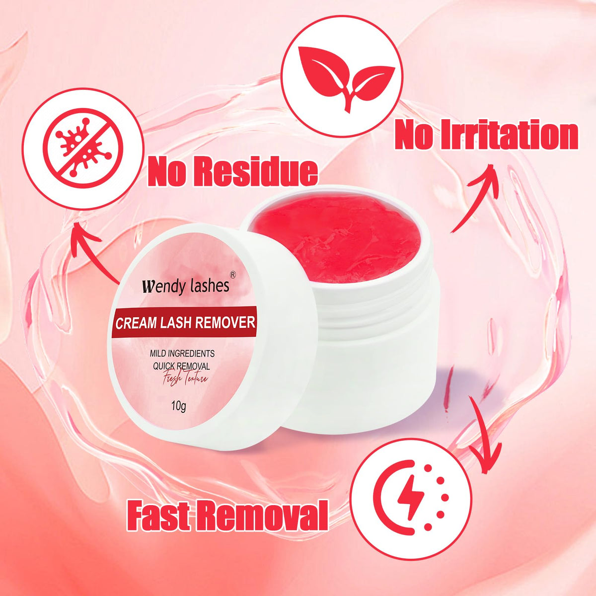 Wendy Lashes adhesive remover cream pot packaging