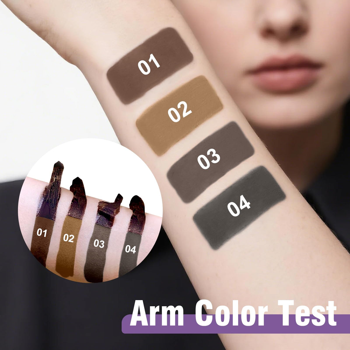 Results of waterproof eyebrow tint on skin