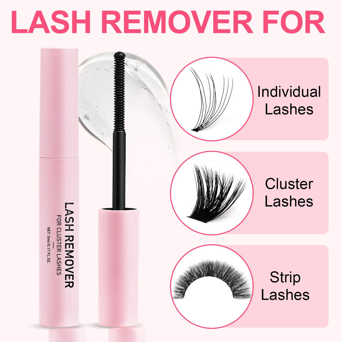 Pretty Memory lash bond and seal remover bottle showcasing its compact travel friendly size.