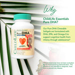 ChildLife Pure DHA kids dietary supplement certified gluten free and third party tested for purity