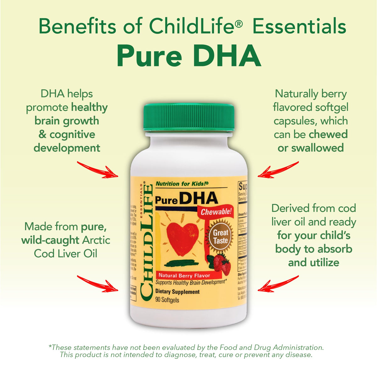 ChildLife Essentials Pure DHA ninety softgels premium arctic cod liver oil formula for toddlers
