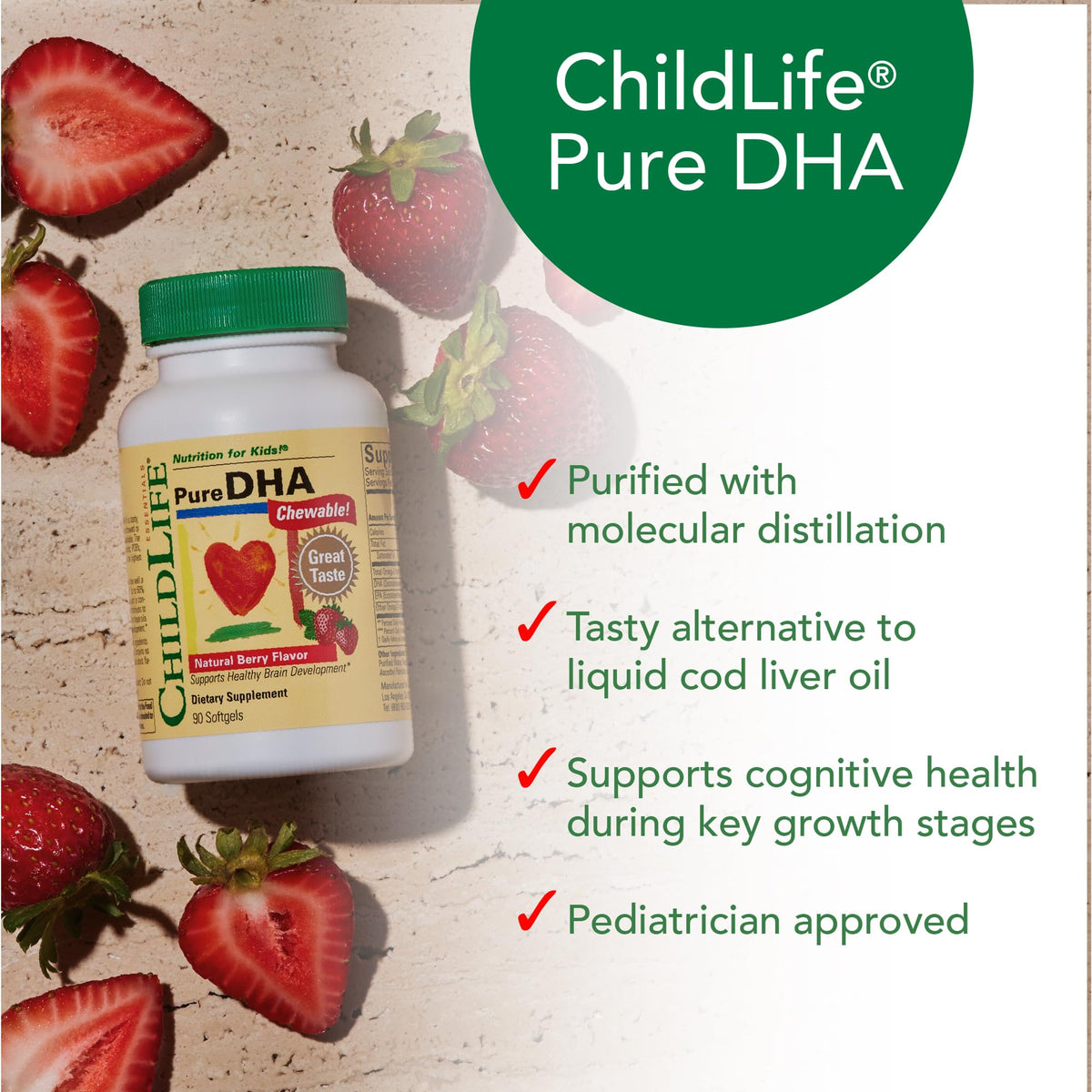 Authentic ChildLife Essentials kids omega three berry flavored capsules clear visual representation