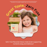 Blister packed kids brain health gummies with DHA and choline ingredients