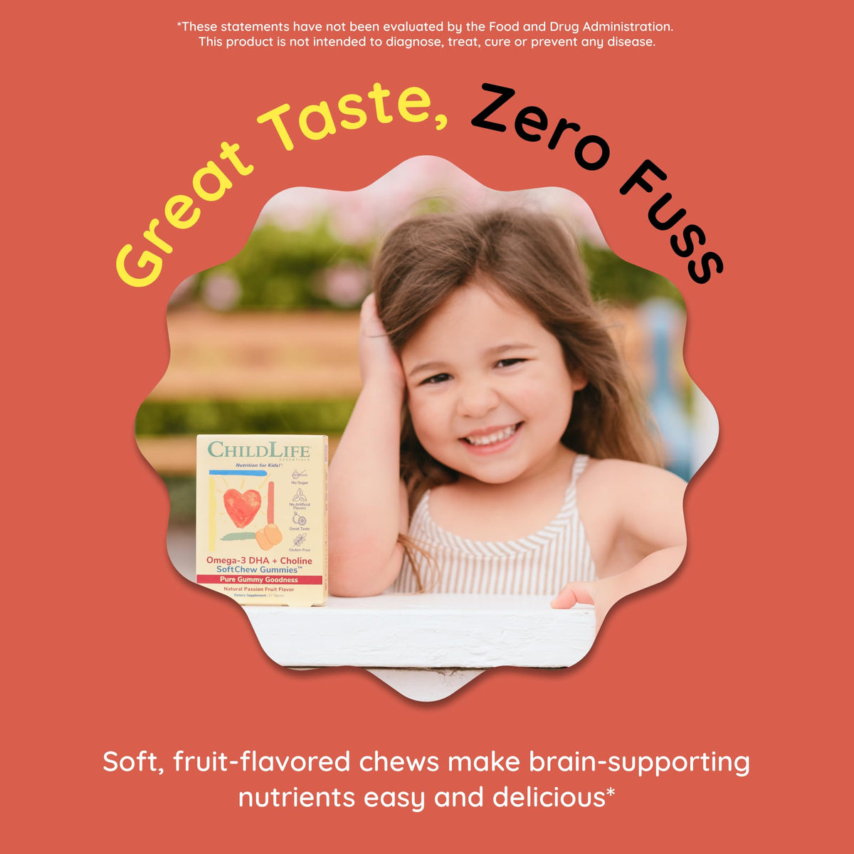 Blister packed kids brain health gummies with DHA and choline ingredients