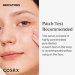 Close up view of the ingredients list and directions on the back of the COSRX anti-aging duo box