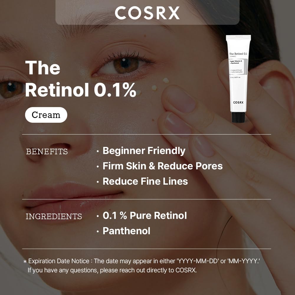 Texture detail of the lightweight hydrating COSRX retinol anti-aging face cream.