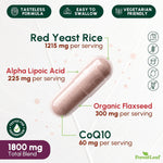 Back label of ForestLeaf extra strength cardiovascular support 90 veggie capsules