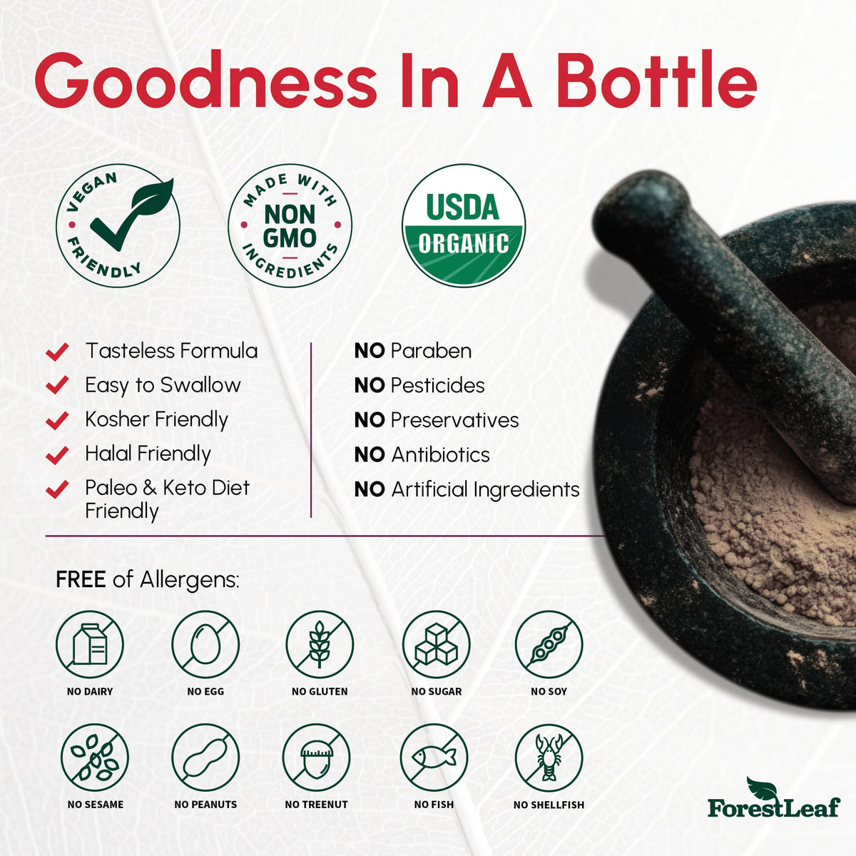 ForestLeaf beet root capsules bottle with ginger and grape seed labeling