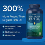 Authentic GNC Triple Strength Fish Oil bottle on premium background
