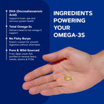 GNC triple strength DHA mini ninety capsules bottle showing enteric coating feature