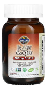 Garden of Life non GMO certified vegan raw coenzyme Q10 supplement side panel information