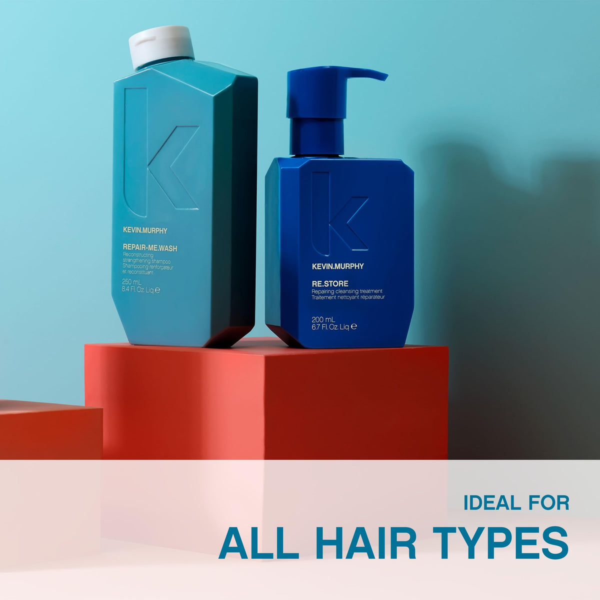 Premium salon hair care Kevin Murphy Re Store treatment bottle isolated on clean background
