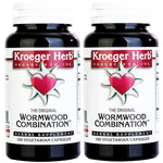 Close up of Kroeger Herb Wormwood Combination capsule bottle label
