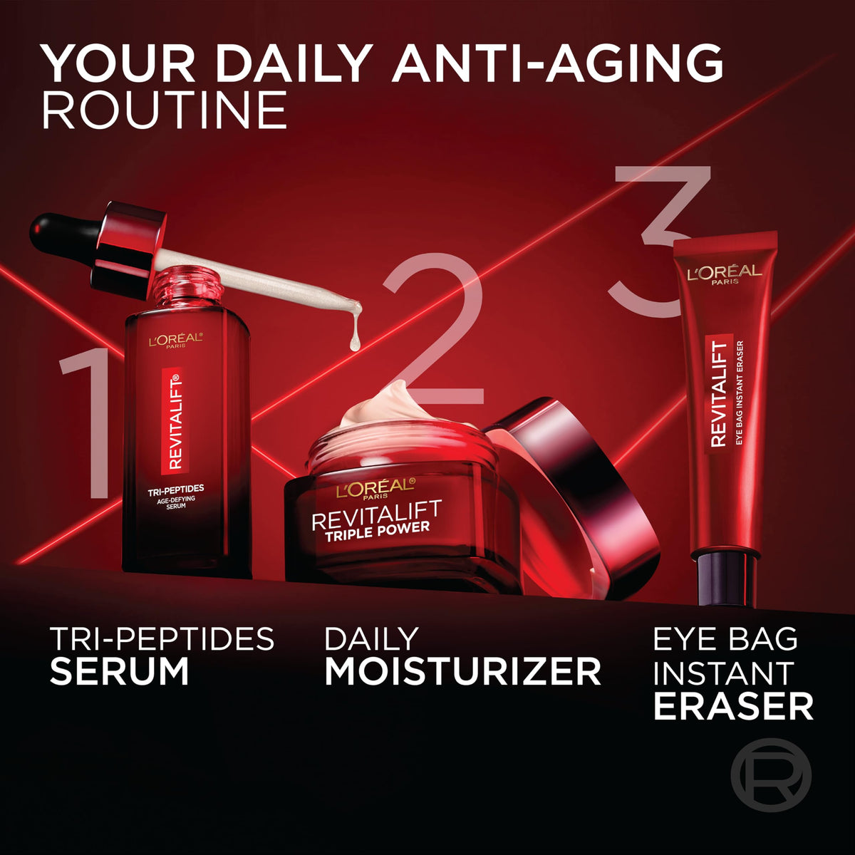 Authentic L'Oreal Paris Triple Power moisturizer cream applied on skin