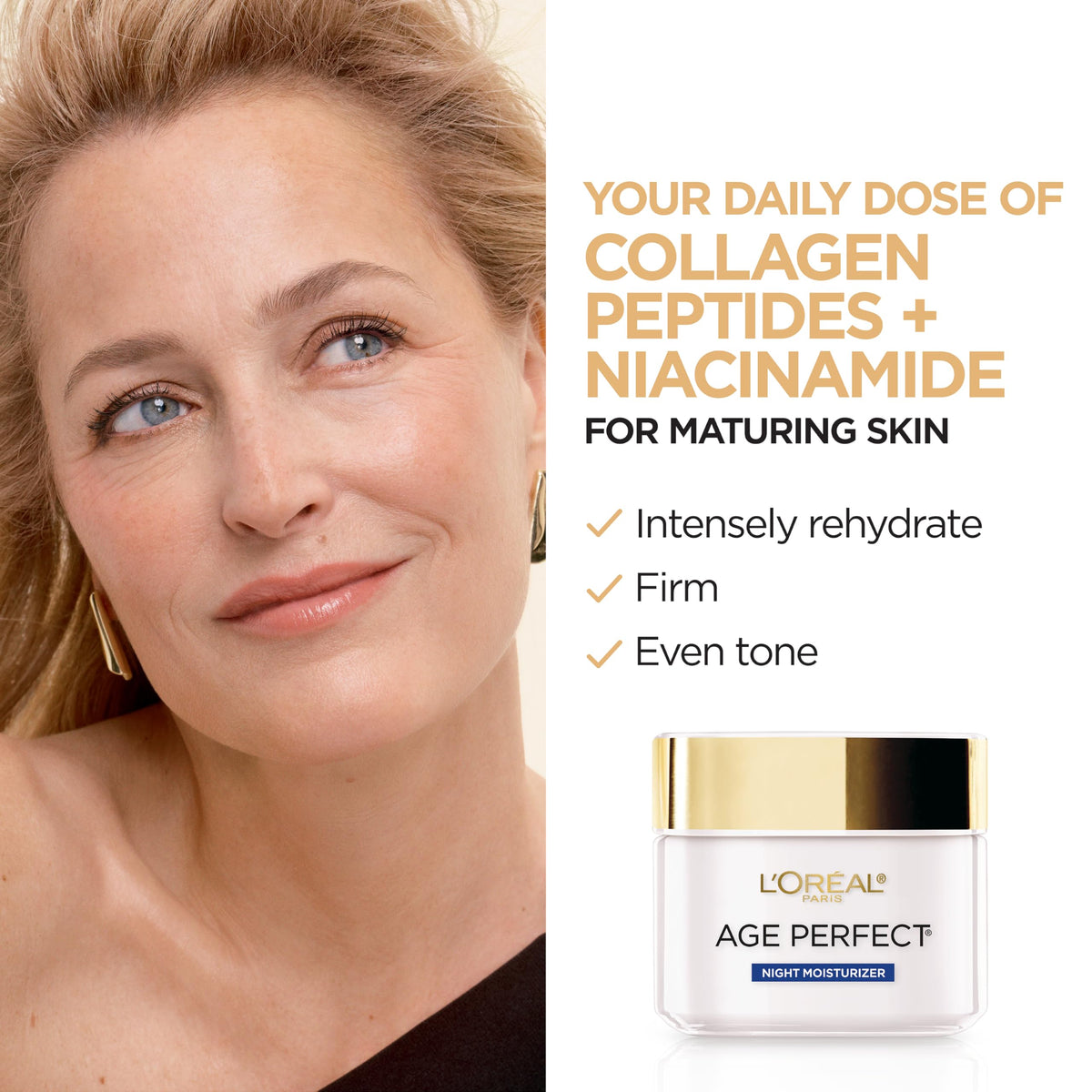 L'Oreal Paris anti-wrinkle night face moisturizer texture close up on a smooth surface