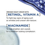 Anti-aging retinol and niacinamide pressed night moisturizer fresh-pressed jar mechanism