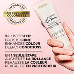 L'Oreal Paris Le Color Gloss packaging highlighting the coconut oil infused conditioning benefit.