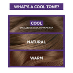 Model hair sample displaying the 6UA Ultra Ash Light Brown hair color results