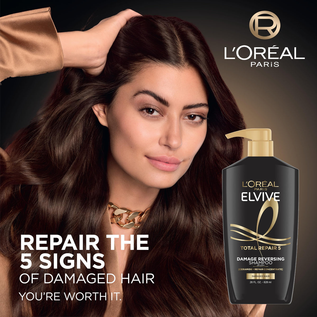 Back label of L'Oreal Paris Elvive Total Repair 5 28 Fluid Ounce showing ingredients