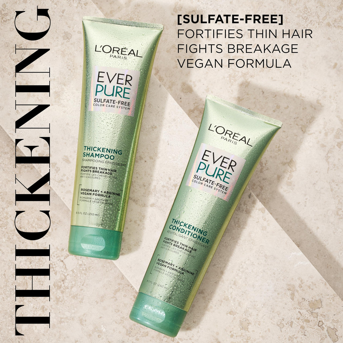 L'Oreal Paris EverStrong anti breakage shampoo packaging details showcasing rosemary leaf extract.