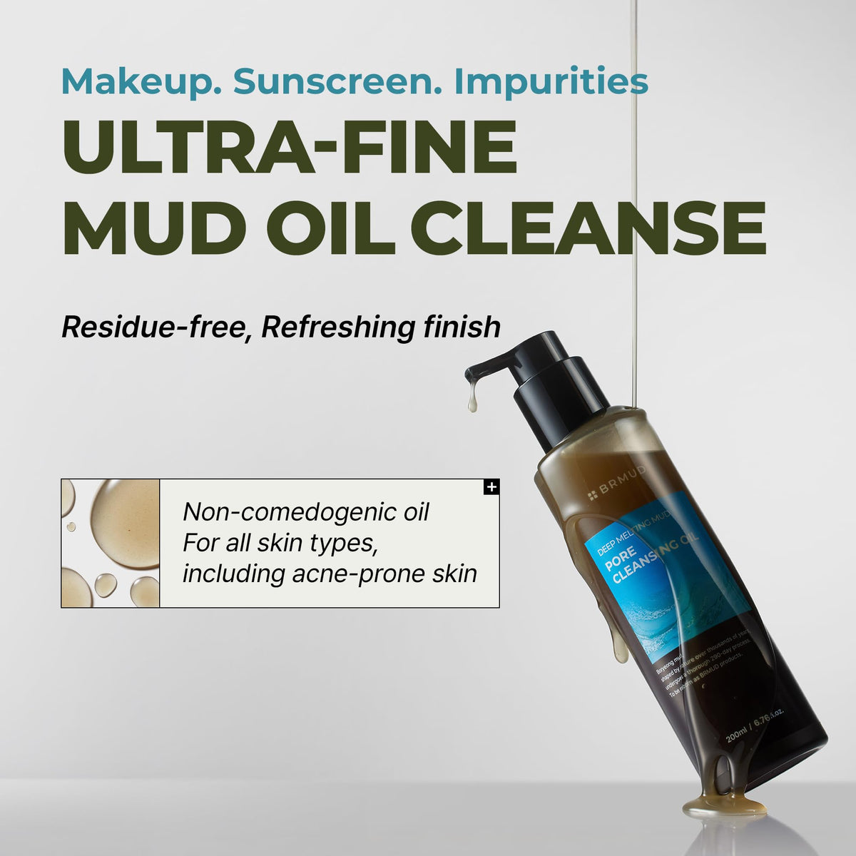 Brmud cleansing oil bottle with black pump