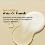 Midha Rice Cleansing Oil bottle with botanical ingredient highlights