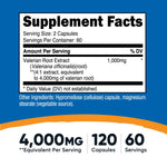 Nutricost Valerian Root relaxation dietary supplement supplement facts and ingredients panel