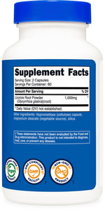 Nutricost Licorice Root bottle with cap detail