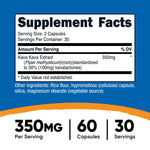 Nutricost Kava Kava 350 milligrams supplement facts label view