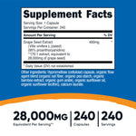 Nutricost Grape Seed Extract label details and supplement facts