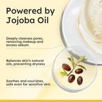 Elvira facial cleanser bottle with jojoba oil branding