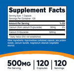 Nutricost Calcium D-Glucarate supplement facts label