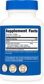 Authentic Nutricost imported garlic supplement bottle showing immune system support benefits